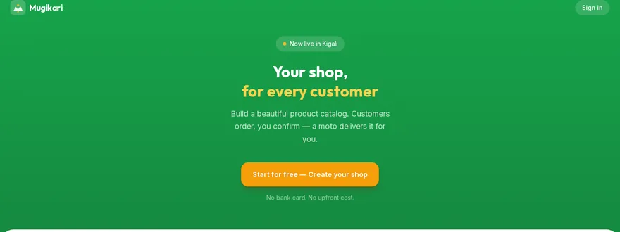 Mugikari WhatsApp commerce catalog and moto delivery platform Rwanda — Frame Africana